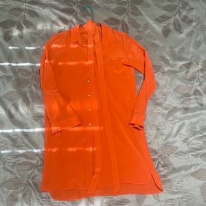 Orange Club Monaco Silk Shirt Dress | Size: 2
